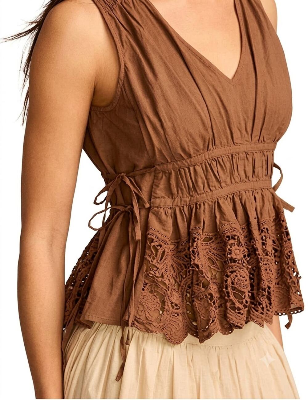 NWT Lucky Brand Lace Ruched Tank Top . Size XXL. Retails $100